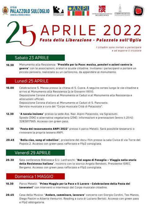 Festa Della Liberazione Aprile Calendario Delle Iniziative