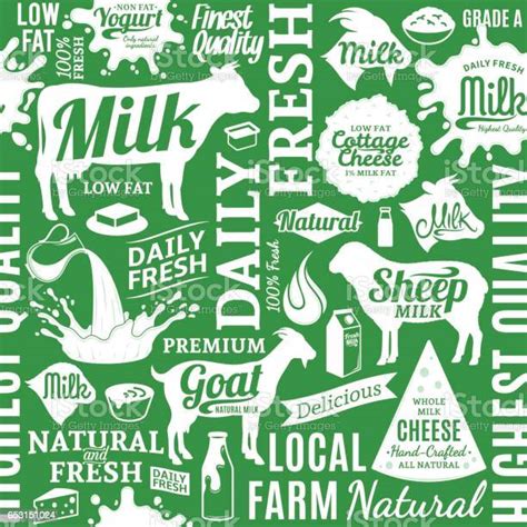 Typographic Vector Milk Product Seamless Pattern Or Background Stock