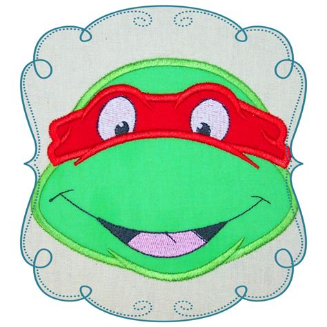 Ninja Turtle Head Applique Machine Embroidery Design Pattern Instant