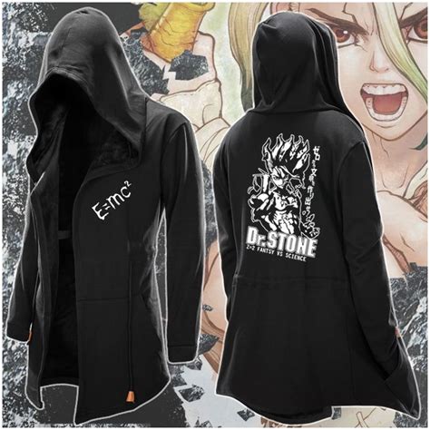 Anime Dr Stone Ishigami Senku Cosplay Long Sleeve Plush Hooded Wind