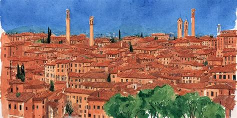 Watercolor Verona City By David Hockney Sergio Toppi Stable