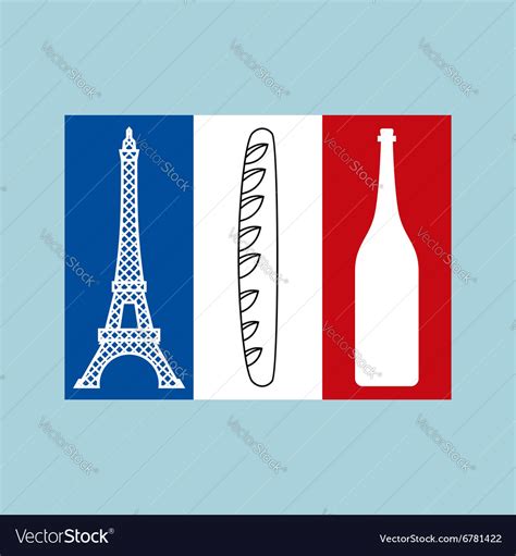 French tricolor flag of national features Vector Image