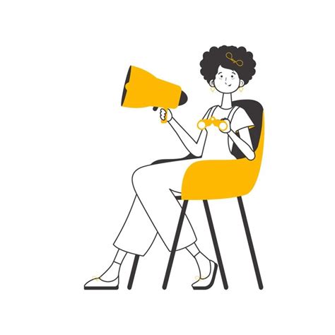 Premium Vector The Woman Is Holding A Bullhorn In Her Hands Lineart