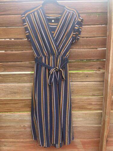 Monteau Los Angeles Stripped Dress Size Medium Blue Ebay