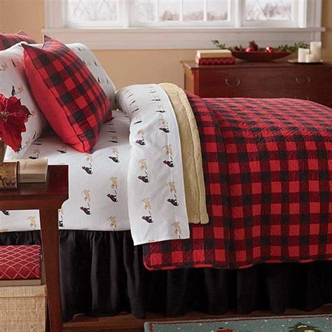 Red Buffalo Plaid King Quilt Set Western Lodge Cabin Check