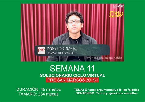 Solucionarios De La Pre San Marcos Habilidad Verbal Semana Pre San