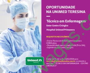 T Cnico Em Enfermagem Na Unimed Em Teresina Pi Themos Vagas