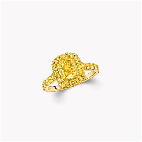 Icon Cushion Cut Yellow Diamond Engagement Ring Graff