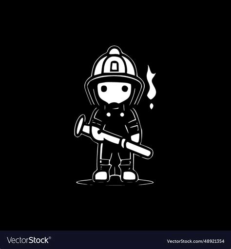 Firefighter - black and white Royalty Free Vector Image