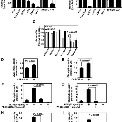 CAF Secreted HGF Regulates HNSCC Glycolytic Enzymes And Lactate