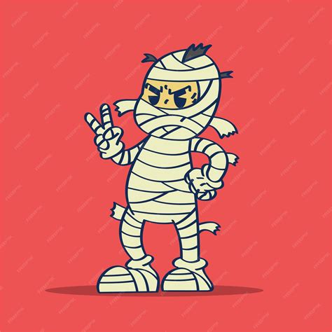 Premium Vector Cartoon Character Halloween Mummies Peace Pose Drawing Vector Illustration