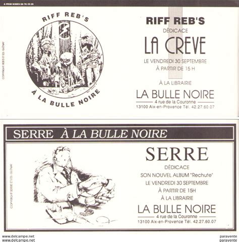 Cartes postales RIFF REB S et SERRE carte invitation dédicace à