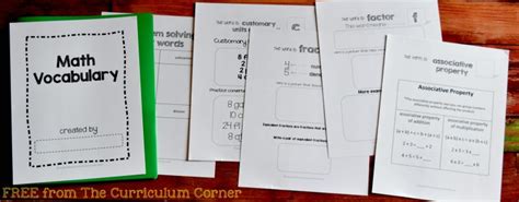 Math Academic Vocabulary Booklet The Curriculum Corner 4 5 6