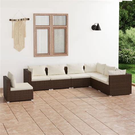 Vidaxl Delige Loungeset Met Kussens Poly Rattan Bruin Bol