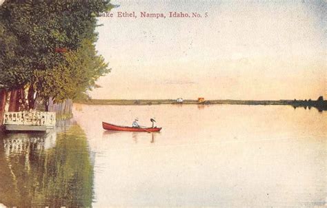 Nampa Idaho Scenic Birds Eye View Boat Pier On Lake Ethel Antique Pc