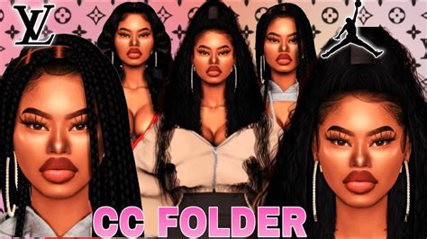 Urban Black Girl Cc Folder And Sim Download Hair Edges Uggsmore Sims 4 Lookbook Youtube