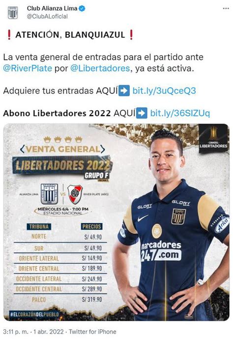 Entradas Del Alianza Lima Vs River Plate Conoce El Precio De Los