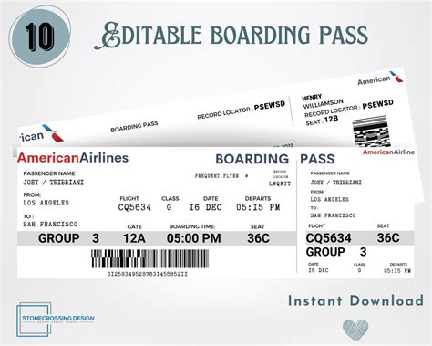 Editable Airline Boarding Pass Ticket Template Surprise Trip Ticket