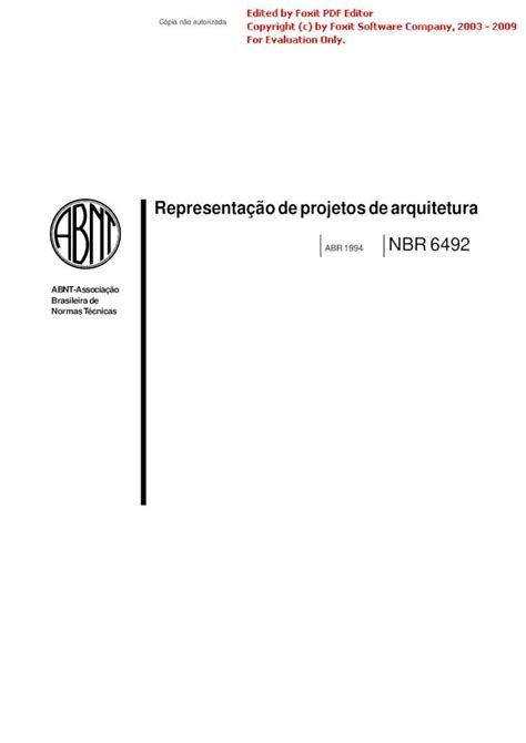 PDF Representação de projetos de arquitetura ABR 1994 NBR 6492