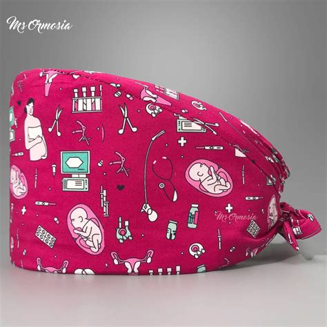 Gorro quirúrgico transpirable con estampado Floral de dibujos animados