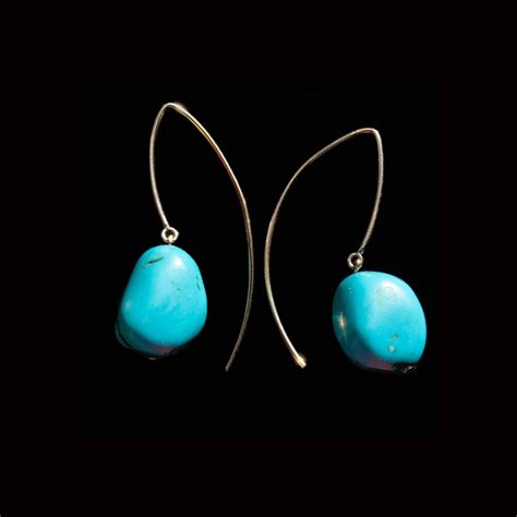 Minimalist Turquoise Nugget Earrings On 14k Gold Filled Ear Wire Etsy UK