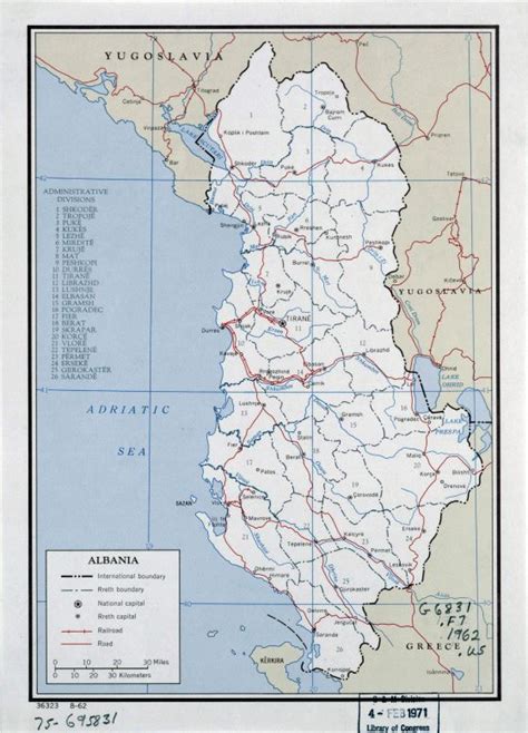 Large Political And Administrative Map Of Albania 1962 Albania