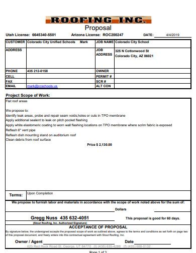 Free 10 Roofing Proposal Samples In Pdf