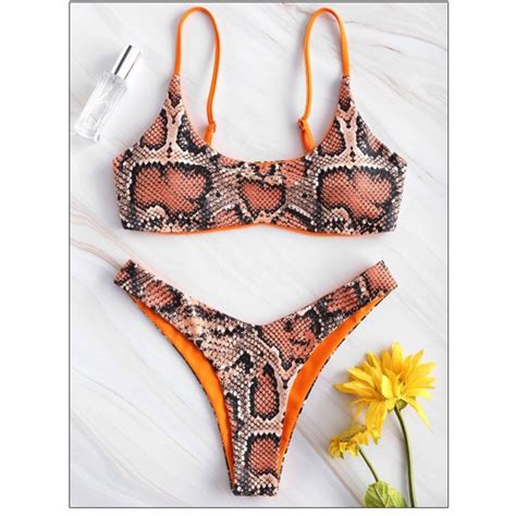 Women S Sexy Bikini Set Snake Skin Print Split Two Piece Swimsuit