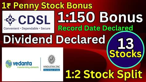 Cdsl Bonus Record Date Declared Vedanta Hindustan Zinc Declared