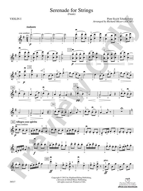 Serenade for Strings: 1st Violin: 1st Violin Part - Digital Sheet Music ...