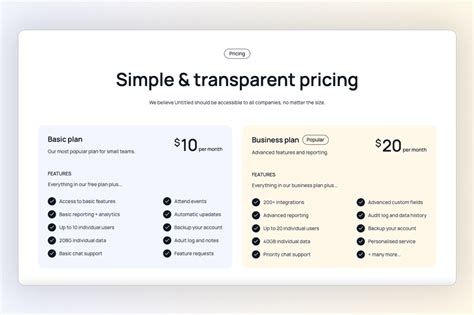 Webflow Showcased 2 Tier Neutral Pricing Table