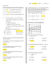 Transformations Of Logarithmic Functions Pop Quiz Answer Key Pdf Name