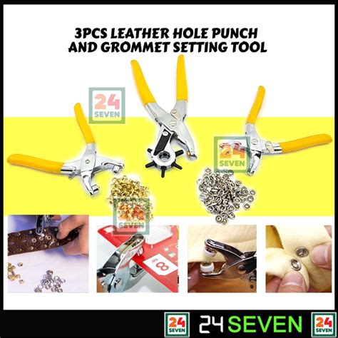 TWENTYFOURSEVEN 3 In 1 Leather Belt Hole Punch Eyelet Plier Snap