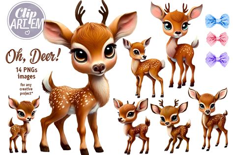 Cute Little Fawns Bundle 14 Png Images Graphic by clipArtem · Creative ...