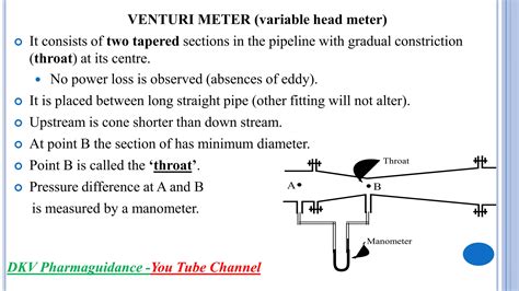 Flow Of Fluids Venturi Meter And Pitot Tube Ppt