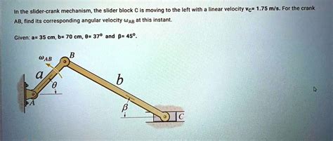 Solved In The Slider Crank Mechanism The Slider Block C Is Moving To