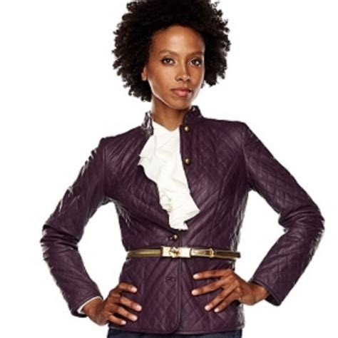 Isaac Mizrahi Jackets Coats Isaac Mizrahi Purple Quilted Leather