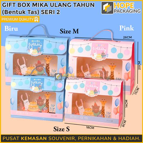 Jual Gift Box Mika Ulang Tahun Anak Box Mika Bentuk Tas Souvenir