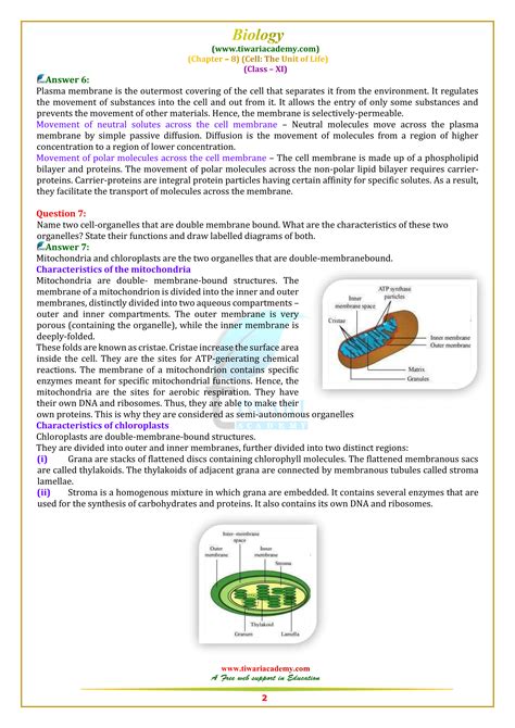 Ncert Solutions For Class Biology Chapter Cell The Unit Of Life