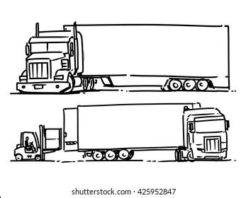 Semi Truck Sketch Illustration Forklift Loading Stock Vector Royalty