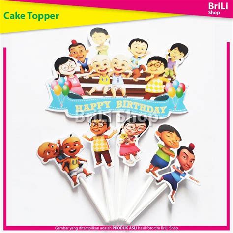 Cake Topper Happy Birthday Upin Ipin Hiasan Kue Ultah Ulang Tahun