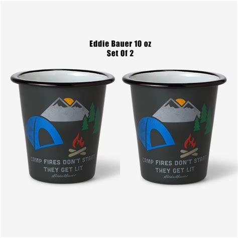 Eddie Bauer Dining Eddie Bauer Dark Grey Steel Enamel Camping Tumblers Cups Mugs Oz Set Of 2