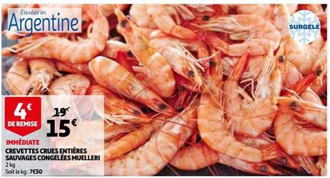 Promo Crevettes Crues Entières Sauvages Congelées Muelleri chez Auchan