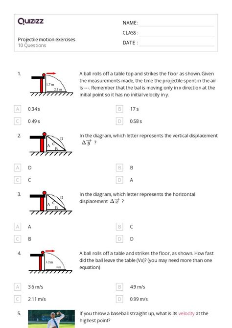 50 Projectile Motion Worksheets For 9th Year On Quizizz Free Printable