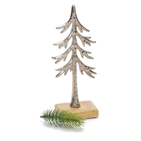 silbener Tannenbaum auf Holzfuß Tanne Weihnactsdeko Weihnachten