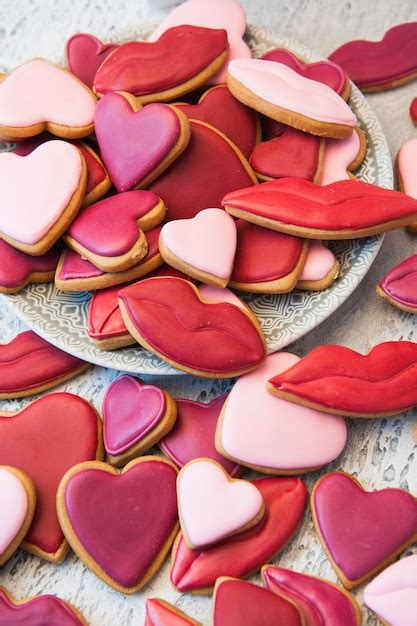 Premium Photo Decorated Heart Shaped Cookies On White