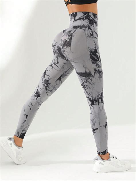 Shein Sport Seamluxe Seamless Tie Dye High Waist Yoga Leggings With