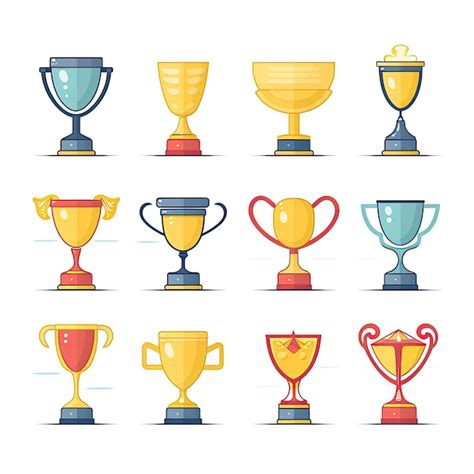 Premium Ai Image Trophy Cup Icons Set Flat Illustration Of Trophy Cup