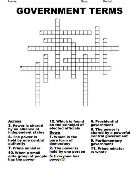 U S Government Crossword Puzzle Answer Key Prntbl