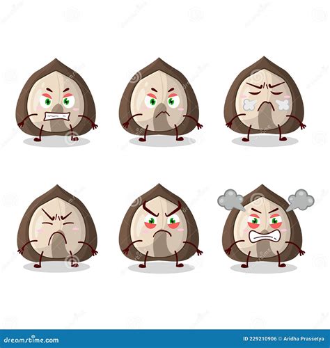 Manchurian Walnut Cartoon Character With Various Angry Expressions Stock Illustration ...